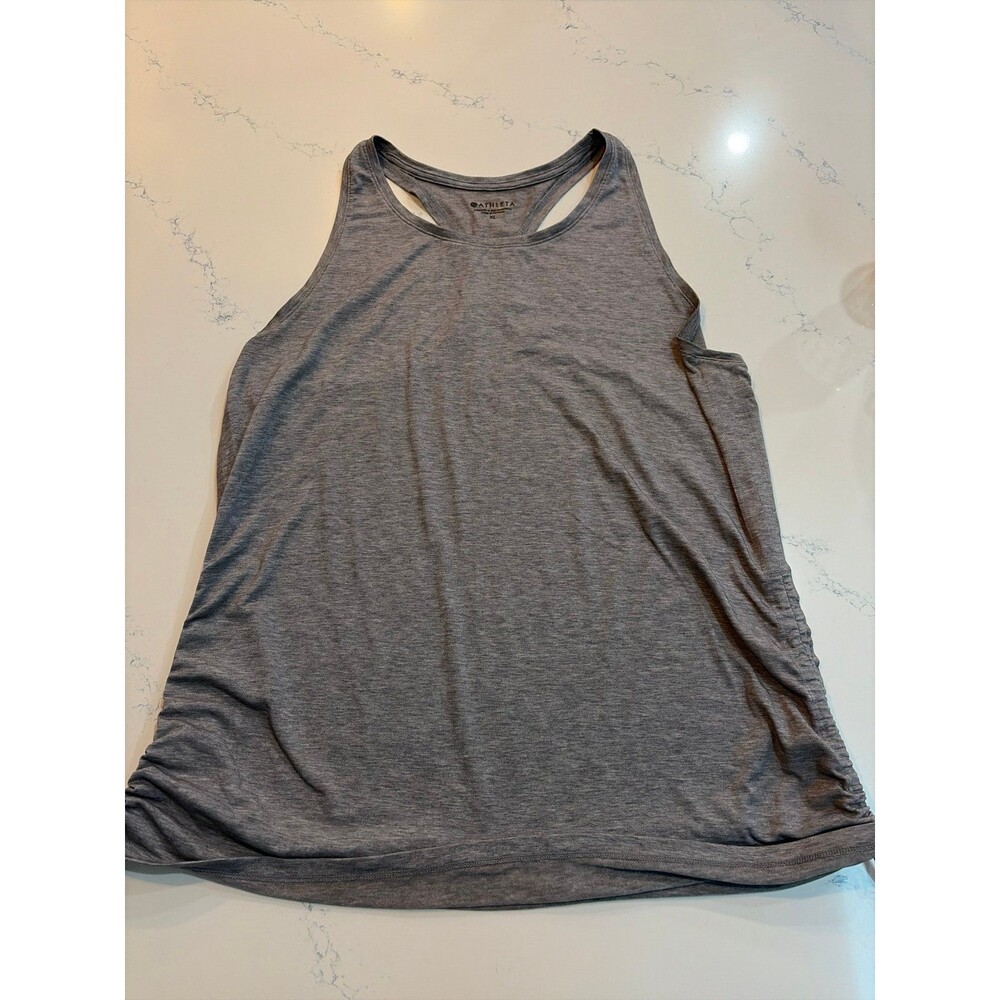 Athleta XL Heathered Gray Essence Ruched Racerback Tank Top - Yoga Activewear